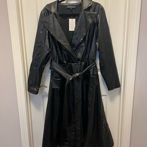 Black pleather faux wrap dress